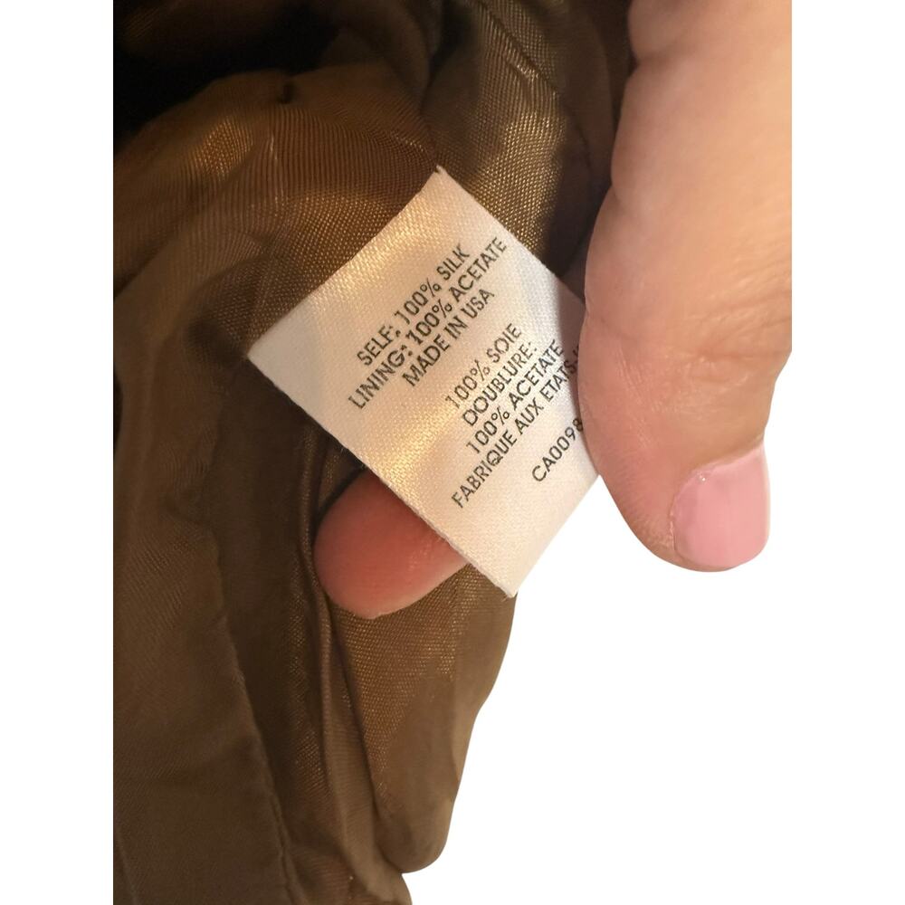 Nanette Lepore Bronze Brown Ruched Fitted Cap Sleeve Portrait V-Neck Silk Top 2 - Picture 3 of 6